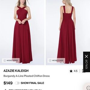 Azazie Kaleigh Burgundy Maxi Dress size 18 - never worn